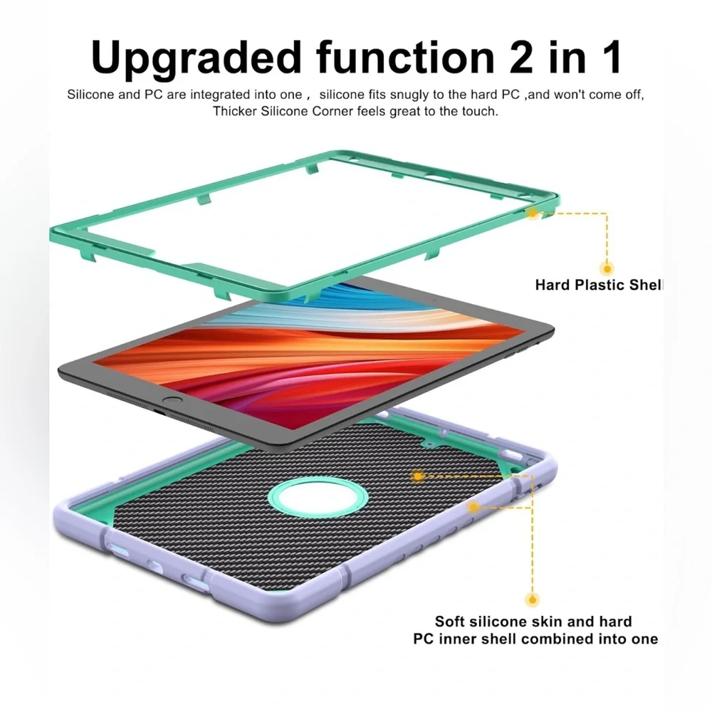Protective Tablet Case with Stand - Purple and Green